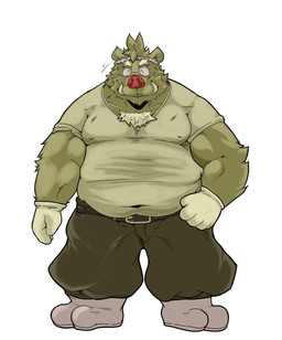 anthro belly bottomwear clothing eyes_closed humanoid_hands kemono male overweight overweight_anthro overweight_male pants shirt simple_background solo topwear white_background suishou0602 mammal suid suine sus_(pig) wild_boar 2015 hi_res