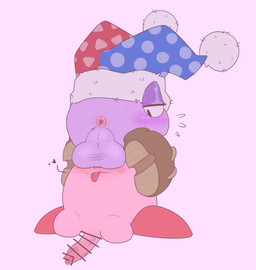 anus backsack balls big_balls biped black_eyes blush blush_lines bodily_fluids censor_bar censored_genitalia censored_penis clothing drooling duo erection facesitting flying_sweatdrops fool's_hat fur genitals hat headgear headwear heart_symbol humanoid_genitalia humanoid_penis ineffective_censorship looking_at_another looking_at_partner looking_back looking_back_at_another looking_back_at_partner male male/male male_on_bottom male_on_top obscured_eyes on_bottom on_top penis perineum pink_body pink_penis puffy_anus purple_anus purple_background purple_balls purple_body purple_eyelids purple_fur purple_perineum red_body saliva saliva_on_tongue simple_background sitting sitting_on_another sweat sweatdrop these_aren't_my_glasses three-quarter_view tongue tongue_out vein veiny_penis ariarik_o0 kirby_(series) nintendo kirby marx_(kirby) waddling_head 2023 censored digital_drawing_(artwork) digital_media_(artwork) english_description hi_res