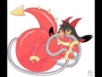 ambiguous_gender anthro big_diaper clothed clothing diaper diaper_under_clothing diaper_under_latex diaper_under_skinsuit diapersuit fart_tubes gas_mask horn hose hosesuit latex latex_clothing latex_skinsuit looking_at_viewer mask skinsuit solo tail tight_clothing wearing_diaper burritokitten chikn_nuggit mythology wish_dragon fwench_fwy_(chikn_nuggit) dragon mythological_creature mythological_scalie scalie hi_res nonbinary_(lore)