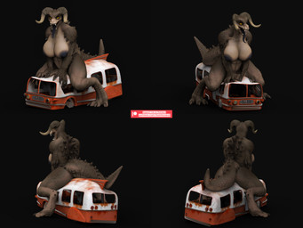 anthro back_spikes claws fangs female horn solo spiked_tail spikes spikes_(anatomy) tail teeth tongue bambookat fallout microsoft deathclaw scalie 3d_(artwork) 4:3 absurd_res digital_media_(artwork) hi_res