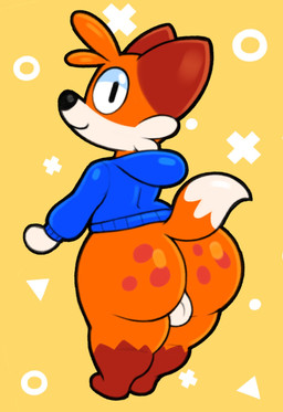 anthro backsack balls big_butt blue_clothing blue_hoodie blue_topwear bottomless butt clothed clothing fur genitals glistening glistening_butt hoodie looking_at_viewer male orange_body orange_fur rear_view simple_background solo tail topwear white_body white_fur acstlu soups_(superiorfox) canid canine fox mammal digital_media_(artwork) hi_res