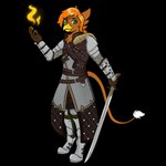 anthro armor belt brown_body brown_fur clothing femboy footwear fur furgonomic_footwear furgonomics gauntlets gloves hair handwear magic male melee_weapon neck_tuft orange_hair padded_armor plate_armor pouch_(clothing) sabatons shoulder_pads solo sword tail tail_tuft tassets text tuft weapon pierogipie mythology suthe_(golddrake) avian gryphon mythological_avian mythological_creature 1:1 absurd_res alpha_channel english_text hi_res