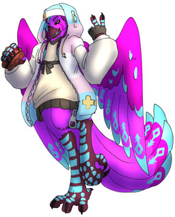 anthro avian_feet beak black_sclera blue_tongue claws clothed clothing feather_markings feathers feet female hair jacket lidded_eyes looking_at_viewer markings neck_tuft open_beak open_mouth purple_body purple_feathers scutes smile smiling_at_viewer solo spread_wings standing sweater tail tail_feathers talon_hands talons toe_claws toes tongue topwear tuft wings zipper ketzel99 european_mythology greek_mythology mythology ruriko_(saintessofflame) avian bird mythological_avian mythological_bird mythological_creature mythological_firebird phoenix hi_res