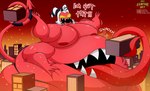 2024 absurd_res belly belly_mouth big_belly building demon english_text fingers helluva_boss hi_res huge_belly humanoid hyper hyper_belly imp long_tongue macro male morbidly_obese morbidly_obese_humanoid moxxie_(helluva_boss) not_furry obese obese_humanoid open_mouth overweight overweight_humanoid rampageguy solo text tongue tongue_out