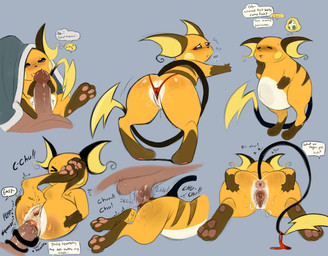 anal anal_penetration anal_tugging anus bestiality blush bodily_fluids butt clothing dialogue disembodied_penis duo ejaculation erection female female_feral female_on_human female_penetrated feral feral_penetrated fur genital_fluids genitals grey_background human_on_feral human_penetrating human_penetrating_feral humanoid_genitalia humanoid_vulva interspecies larger_human larger_male male male/female male_on_feral male_penetrating male_penetrating_female nude open_mouth orange_body orange_fur orgasm orifice_tugging panties pawpads penetration penile penis pokemon_speak pokephilia pregnant pregnant_female pregnant_feral sex simple_background size_difference smaller_female smaller_feral smaller_penetrated sound_effects speech_bubble spread_legs spreading sweat tail text thought_bubble underwear vaginal vaginal_fluids vaginal_squirting vulva prince-vulpine nintendo pokemon generation_1_pokemon human mammal pokemon_(species) raichu rodent english_text hi_res