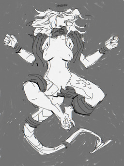 anthro asphyxiation bodily_fluids bound breasts captured choking dominant drooling female fingering forced genitals larger_dom questionable_consent saliva shadow size_difference submissive tail vaginal vaginal_fingering vulva drawain mythology demon dragon mythological_creature mythological_scalie scalie 3:4 hi_res
