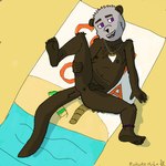 anklet anthro anus balls beach casual_nudity genitals jewelry male necklace nipples penis pose shark_tooth_necklace solo towel young rokukeshiba mammal mustelid otter sea_otter 1:1 hi_res