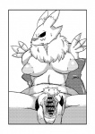 anthro black_sclera border breasts censor_bar female fur genitals ineffective_censorship mostly_nude nipples pubes pussy solo spread_pussy spreading white_border snakegood bandai_namco digimon canid canine digimon_(species) mammal renamon black_and_white censored hi_res monochrome