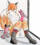 anthro boots breasts clothing female footwear genitals gloves handwear holding_object holding_tool looking_at_viewer nipples nude pussy shoes solo tail tools wrench wred canid canine fox mammal gina_(disambiguation) absurd_res hi_res