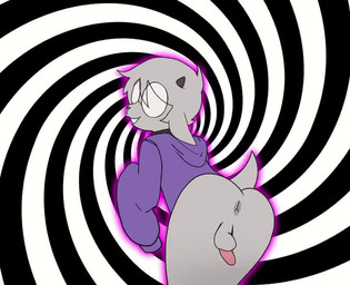 2_horns anthro anus backsack balls black_choker black_jewelry black_necklace bottomless butt choker clothed clothing eyewear femboy fur genitals glasses grey_body grey_fur grey_hair hair homophobic_slur hoodie horn humanoid_genitalia humanoid_penis hypnosis hypnotizing_viewer jewelry leaning leaning_forward looking_back male mind_control necklace oversized_clothing oversized_hoodie oversized_topwear penis pink_glow pink_penis pink_text purple_clothing purple_hoodie purple_topwear round_glasses scut_tail shaking_butt short_tail smile solo spiral tail text topwear wearing_glasses white_text y_anus conditional_dnp kinkykong tamdagoat tam_tam_(tamdagoat) bovid caprine goat mammal 2025 animated english_text no_sound short_playtime video