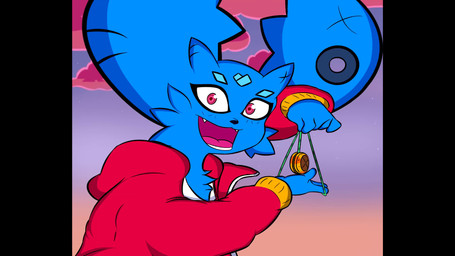 anthro blue_body blue_fur clothing fur jacket male meme_pose red_eyes solo topwear yo-yo young jhussethy pipistrello_and_the_cursed_yoyo pippit_(character) bat mammal 16:9 animated hi_res high_framerate meme no_sound short_playtime video widescreen