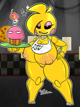 3_claws 3_toes annoyed anthro anthrofied areola beakless bedroom_eyes bib big_areola big_breasts big_nipples black_sclera blonde_hair blush blush_stickers breasts candle checkered checkered_wall claws clothed clothing cupcake curvy_figure empty_eyes eyelashes eyeshadow fangs feet female food grin hair half-closed_eyes hand_on_hip hand_on_own_hip holding_object holding_plate huge_areola huge_breasts huge_nipples ineffective_clothing inside looking_at_viewer machine makeup mostly_nude mouthless narrowed_eyes nipples non-mammal_breasts non-mammal_nipples orange_areola orange_nipples panties partially_clothed pink_clothing pink_eyeshadow pink_panties pink_underwear pizza plate poster pupils rosy_cheeks seductive serving serving_tray sharp_teeth smile solo star teeth teeth_showing text thick_thighs toes underwear unimpressed voluptuous white_eyes wide_hips yellow_body yellow_skin jyto five_nights_at_freddy's five_nights_at_freddy's_2 scottgames cupcake_(fnaf) toy_chica_(fnaf) animatronic avian bird chicken galliform phasianid robot 2020 3:4 english_text hi_res watermark