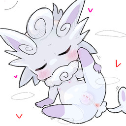 anthro anus biped blush body_blush censor_bar censored_genitalia censored_vulva cheek_tuft eyes_closed facial_tuft featureless_feet feet female female_anthro front_view fur fur_tuft genitals gloves_(marking) head_tuft hearts_around_body innie_vulva leg_markings markings multicolored_body multicolored_fur nipples plantigrade plump_labia presenting presenting_anus presenting_vulva raised_leg simple_background slim slim_anthro slim_female socks_(marking) solo tail tuft two_tone_body two_tone_fur vulva vulva_blush white_background white_body white_fur purupuwa ponos_corp. the_battle_cats luminalia_(the_battle_cats) elemental_creature 1:1 2026 cel_shading censored digital_drawing_(artwork) digital_media_(artwork) hi_res shaded