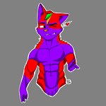 abs anthro claws eyebrows finger_claws fur gesture grey_background heart_symbol humanoid_hands male muscular muscular_male navel one_eye_closed outline pecs purple_body purple_claws purple_fur purple_inner_ear red_body red_fur simple_background smile smirk solo sparklefur teeth white_outline wink yellow_nose sergld canid mammal 1:1 absurd_res cel_shading digital_drawing_(artwork) digital_media_(artwork) half-length_portrait hi_res portrait shaded