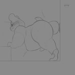 1:1 abdominal_bulge anal anal_penetration anthro belly bent_over blizzard_entertainment blush blush_lines bodily_fluids bulge butt cricetid duo fur genitals hammond_(overwatch) hamster hi_res male mammal monochrome overwatch overweight overweight_male penetration penis rodent sex size_difference slightly_chubby slightly_chubby_anthro slightly_chubby_male small_but_hung solo teapot_(body_type) whiskers yamwamm
