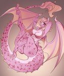 anthro bikini breasts cleavage clothed clothing female hair membrane_(anatomy) membranous_wings pink_body swimwear tail thick_thighs two-piece_swimsuit wings bunnywhiskerz mythology dragon mythological_creature mythological_scalie scalie 2022