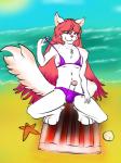 :3 anthro balls_in_underwear balls_outline beach bikini bikini_bottom bikini_top bra bra_aside bulge clothed clothing clothing_aside crossdressing detailed_bulge erection femboy fur genital_outline genitals hair humanoid_genitalia humanoid_penis long_hair long_tail male nipple_outline nipples paws penis penis_poking_out pink_eyes pink_hair pink_nose seashell seaside shell solo swimwear tail two-piece_swimsuit underwear underwear_aside white_body white_fur budakurosawa artemis_tsukino ambient_sealife ambient_starfish asterozoan domestic_cat echinoderm felid feline felis mammal marine starfish 3:4 hi_res