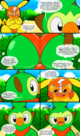 annoyed anthro big_butt biped blush bulge butt butt_focus clothed clothing cosplay_pikachu_(costume) detailed_bulge dialogue duo kerchief looking_back male mask panties plant profanity rear_view shrub sports_mask sportswear text thick_thighs thought_bubble topless underwear wrestling_mask tepigfan101 nintendo pokemon pokemon_mystery_dungeon spike_chunsoft calvin_(tepigfan101) casey_(tepigfan101) pikachu_libre generation_1_pokemon generation_8_pokemon grookey pikachu pokemon_(species) absurd_res comic english_text hi_res
