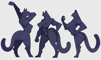 5_fingers anthro areola barbell_piercing black_tail blue_areola blue_body blue_fur blue_nipples breasts butt claws female female_anthro fingers front_view fur genitals hand_on_hip nipple_barbell nipple_piercing nipples nude piercing rear_view side_view simple_background solo spots standing stretching tail toe_claws vulva whiskers white_background meeplux felid mammal pantherine 2026 absurd_res digital_media_(artwork) hi_res