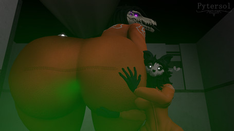 anthro big_butt butt butt_focus clothing duo fart fart_cloud fart_fetish fart_sniffing farting_at_viewer farting_on_another female female/female gas gassy green_fart_cloud huge_butt orange_clothing orange_suit presenting rude size_difference sniffing suit pytersol da.nilkaz_(modeler) scp_foundation scp-1471-a scp-682 canid canine canis crocodile crocodilian lizard malo mammal reptile scalie wolf 16:9 3d_(artwork) digital_media_(artwork) hi_res widescreen