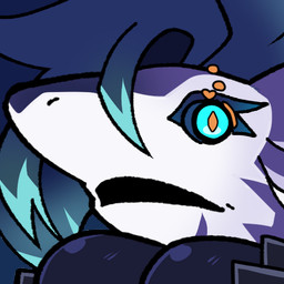 anthro blue_eyes blue_hair breasts emote empty_eyes female hair piercing purple_body solo blitzdrachin conditional_dnp fish marine shark low_res meme