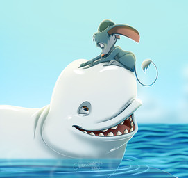 black_eyes blue_arms blue_body blue_fur brown_eyes carrying_another feral fur long_ears male on_another on_head on_surface sea squish teeth water white_body chainsxwsmile disney finding_dory finding_nemo pixar bailey_(finding_dory) aquatic beluga cetacean mammal monodontid species_request toothed_whale 2022