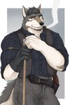 billiards biped black_nose clothed clothing gloves gun handwear male ranged_weapon solo weapon 617foreverwithy echo_(series) echo_project the_smoke_room kane_dunbar canid canine canis mammal wolf 2023 colored hi_res