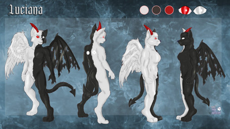 anthro female solo faelis luciana angel_demon felid feline mammal model_sheet tagme