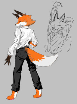 anthro arm_tuft back_pockets bent_arm biped black_bottomwear black_clothing black_nose black_pants bottomwear brown_ears brown_fingers brown_hands cheek_tuft chest_tuft claws closed_smile clothed clothed_anthro clothed_male clothing collared_shirt dipstick_tail dress_shirt ears_front ears_up eyebrows eyelashes eyes_closed facial_tuft feet fluffy fluffy_tail fully_clothed fully_clothed_anthro fully_clothed_male fur furgonomic_bottomwear furgonomics grey_background hand_behind_head hindpaw inner_ear_fluff kemono male male_anthro markings mouth_closed multicolored_arms multicolored_body multicolored_fur neck_tuft orange_arms orange_body orange_face orange_feet orange_fur orange_head orange_snout orange_tail pants paws pink_paws pockets raised_arm rolled_up_sleeves shirt shirt_tucked_in simple_background smile snout solo spread_fingers standing straight_arm straight_legs stretching tail tail_markings thin_eyebrows three-quarter_view toe_claws topwear tuft two_tone_face two_tone_feet two_tone_head two_tone_tail white_arms white_body white_clothing white_collared_shirt white_dress_shirt white_face white_feet white_fur white_head white_inner_ear_fluff white_shirt white_snout white_tail white_topwear wrinkled_clothing meckmeck00124 canid canine fox mammal 2024 digital_drawing_(artwork) digital_media_(artwork) full-length_portrait korean_description portrait sketch