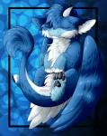 4_toes blue_body blue_fur blue_hair eyes_closed feathered_wings feathers feet fur hair paws smile solo tail toes wings wolfenfluffy mythology dragon feathered_dragon feathered_scalie furred_dragon furred_scalie mythological_creature mythological_scalie scalie 2019 absurd_res digital_media_(artwork) hi_res