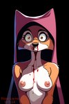 anthro areola black_background blaze-lupine blood blood_in_mouth blood_on_chest blood_on_face bodily_fluids breasts canid canine canis clothing digital_media_(artwork) disney female fox fur hi_res implied_murder looking_at_viewer maid_marian mammal mostly_nude nipples nosebleed red_fox robin_hood_(disney) simple_background solo soul_devouring_eyes standing true_fox veil veil_only