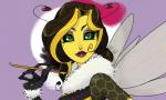 antennae_(anatomy) black_sclera female green_eyes looking_at_viewer simple_background solo thelivingmachine02 mattel monster_high fan_character arthropod bee humanoid hymenopteran insect 5:3 hi_res