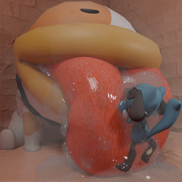 anthro anthro_on_feral bestiality big_tongue bodily_fluids brick brick_wall dripping duo face_lick feral licking on_tongue oral saliva saliva_drip saliva_on_body saliva_on_tongue size_difference tongue tongue_out wall_(structure) silly_roll nintendo pokemon poochy canid canine generation_4_pokemon mammal pokemon_(species) riolu 1:1 3d_(artwork) digital_media_(artwork)
