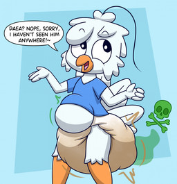 abdominal_bulge after_vore anthro bone condescending crossbones diaper diaper_disposal diaper_fetish diapered_pred disposal fatal_vore feces gesture haven't_seen_them male pooping scat_disposal scatplay shrug skull smelly soiled_diaper soiling soiling_diaper solo stink_fumes unclean_diaper used_diaper using_diaper vore nyxiettenyxstar nyx_(nyxiette) avian bird columbid pigeon hi_res
