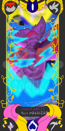 anthro card clothed clothing digitigrade dress elemental_manipulation eyes_closed fantasy female fur hair ice_manipulation magic major_arcana melee_weapon pawpads playing_card purple_body purple_fur red_hair red_wings solo standing tail tarot tarot_card text the_magician_(tarot) three-quarter_view weapon wings starlightrose legends_of_nexus dawn_roses_(starlightrose) canid canine fox mammal red_fox true_fox character_name english_text hi_res
