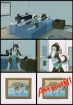 after_transformation alarm_clock anthro bathroom bed bedroom biped black_border black_nose black_pawpads blue_eyes border bottomwear breasts brown_body brown_fur brown_hair clock clothed clothing clothing_on_floor countershade_face countershade_neck countershade_tail countershade_torso countershading desk digitigrade female fully_clothed fur furgonomic_bottomwear furgonomics furniture gloves_(marking) hair implied_transformation leg_markings lying markings motion_lines nipples on_bed on_front open_mouth pawpads photo photo_on_wall screaming shirt sitting sitting_on_bed sleeping socks_(marking) solo spread_legs spreading standing table tail tank_top text through_clothing tissue_box topwear trash_can white_body white_fur white_inner_ear window yawn oter oter_(oc) canid canine canis domestic_dog fish husky mammal marine mustelid nordic_sled_dog otter spitz 2014 colored comic english_text hi_res shaded