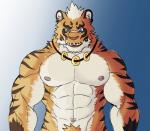 abs anthro biceps big_muscles countershading male muscular muscular_anthro muscular_male nipples nude pecs pubes solo eurobeat nekojishi studio_klondike lin_hu felid mammal pantherine tiger 2017 digital_media_(artwork)