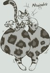 anthro female huge_hips huge_thighs hyper hyper_hips hyper_thighs markings narrowed_eyes neck_tuft nude paws sharp_teeth smile solo spots spotted_body spotted_markings spotted_tail tail tail_markings teeth text thick_thighs tuft whiskers wide_hips atsuineko kirby_(series) nintendo clawroline felid leopard mammal pantherine english_text hi_res monochrome