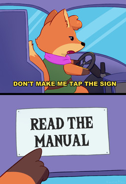 anthro black_nose clothing driving fur gesture green_clothing hand_gesture open_mouth orange_arms orange_body orange_ears orange_fur orange_tail pointing scarf tail text tongue yellow_text swervealec the_simpsons tunic_(video_game) ruin_seeker canid canine fox mammal english_text hi_res reaction_image