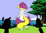 anthro butt digital_coloring female fur genitals group hair holding_object holding_towel lake looking_at_another looking_back male nipples nude outside plant pussy silhouette solo_focus standing towel towel_on_head tree water anonymous_colorist eric_schwartz animaniacs warner_brothers minerva_mink wakko_warner yakko_warner mammal mink mustelid musteline true_musteline 2021 colored mixed_media