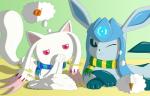 ambiguous_gender duo feral johnbrain93 nintendo pokemon puella_magi puella_magi_madoka_magica kyubey eeveelution generation_4_pokemon glaceon incubator_(puella_magi) pokemon_(species) crossover hi_res