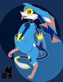 anthro anus bedroom_eyes big_claws big_ears blonde_highlights blue_body blue_fur butt claws digitigrade ear_tuft eyewear fangs female fur genitals glasses highlights_(coloring) looking_back narrowed_eyes on_one_leg orange_eyes pawpads paws pink_pawpads presenting presenting_anus presenting_hindquarters presenting_vulva rear_view seductive solo standing tail tail_tuft teeth tongue tongue_out tuft vulva white_highlights felixguara suni'ave_(artist) beastieball bandicoot bandicraft beastie_(species) mammal marsupial absurd_res alpha_channel hi_res