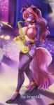 5_fingers anthro areola breasts clothing eyes_closed female fingers footwear high_heels legwear musical_instrument nipples saxophone shoes solo standing tenor_saxophone thigh_highs wind_instrument woodwind_instrument imanika shantae_(ricochetcoyote) canid canine canis domestic_dog mammal 2019 digital_media_(artwork)