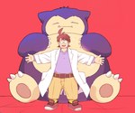 anthro belly big_belly bottomwear clothing duo eyes_closed eyewear glasses kemono male overweight overweight_male pants pokemon_professor shirt size_difference topwear inunoshippo nintendo pokemon pokemon_sleep professor_neroli generation_1_pokemon human mammal pokemon_(species) snorlax 2023 hi_res