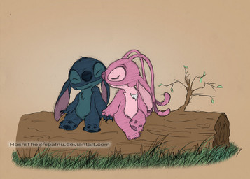 4_fingers 4_toes antennae_(anatomy) blue_body blue_claws blue_fur blue_nose canon_couple chest_markings chest_tuft claws crossed_legs duo ears_down eyes_closed feet fingers fur grass hand_holding hand_on_hand head_tuft log markings notched_ear pink_body pink_fur pivoted_ears plant purple_claws purple_nose romantic romantic_couple simple_background sitting text toes tuft wood hoshitheshibainu disney lilo_and_stitch angel_(lilo_and_stitch) stitch_(lilo_and_stitch) alien experiment_(lilo_and_stitch) 2016 colored_sketch digital_media_(artwork) sketch url watermark