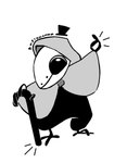 ambiguous_gender animal_mask beak beak_mask big_eye big_eyes chibi cloak clothing mask plague_doctor simple_background simple_coloring simple_eyes smile snapping snapping_fingers solo tap_dancing toony arsinnamon absurd_res black_and_white hi_res monochrome signature sketch