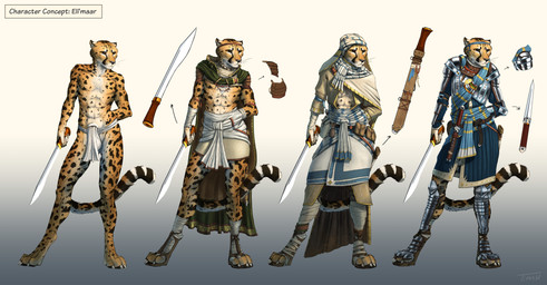 accessory ankle_wraps anthro armor belt belt_pouch black_body black_fur bottomwear breastplate cape clothed clothing couter dagger digitigrade ears_back falcata_(sword) feet foot_wraps footwear fully_clothed fur furgonomics gradient_background greaves hand_wraps headband headscarf hindpaw holding_melee_weapon holding_object holding_sword holding_weapon jewelry leg_wraps loincloth looking_forward male markings melee_weapon mostly_nude necklace orange_body orange_eyes orange_fur partially_clothed paws pivoted_ears rerebrace sabatons sandals sash scabbard scar scarf shoes simple_background skirt solo spaulder spots spotted_body spotted_fur striped_markings striped_tail stripes sword tail tail_markings vambrace weapon white_body white_fur wraps wrist_wraps yellow_eyes conditional_dnp titusw eli'maar_(titusw) cheetah felid feline mammal 2017 digital_media_(artwork) hi_res model_sheet signature