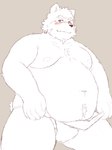 anthro asian_clothing belly blush clothing east_asian_clothing fundoshi humanoid_hands japanese_clothing kemono male moobs navel nipples overweight overweight_male simple_background solo underwear ibuki_haruno bear mammal 2022 hi_res sketch