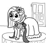 clothing door dress earth_pony emerald_jewel_(colt_quest) equid equine fan_character feral ficficponyfic flower hasbro horse male mammal monochrome my_little_pony plant pony ribbons solo young young_feral young_male