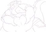 anthro belly big_belly clothing grin heart_symbol hoodie horn male moobs navel nipples overweight overweight_anthro overweight_male smile solo topwear tomoyamaru lifewonders tokyo_afterschool_summoners behemoth_(tas) monster line_art